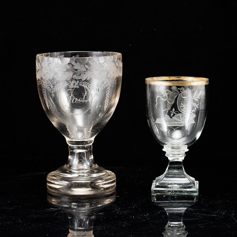 Two late Gustavian glasses, circa 1800.