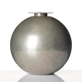 Wiwen Nilsson, a rare spherical modernist pewter vase, Ystad-Metall, Sweden, 1932.