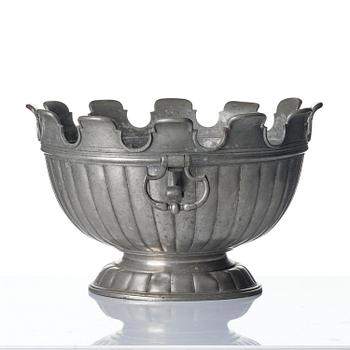 Wine cooler with underplate, probably Germany, 19th century, and platter, Sweden, 18th century. Baroque style.