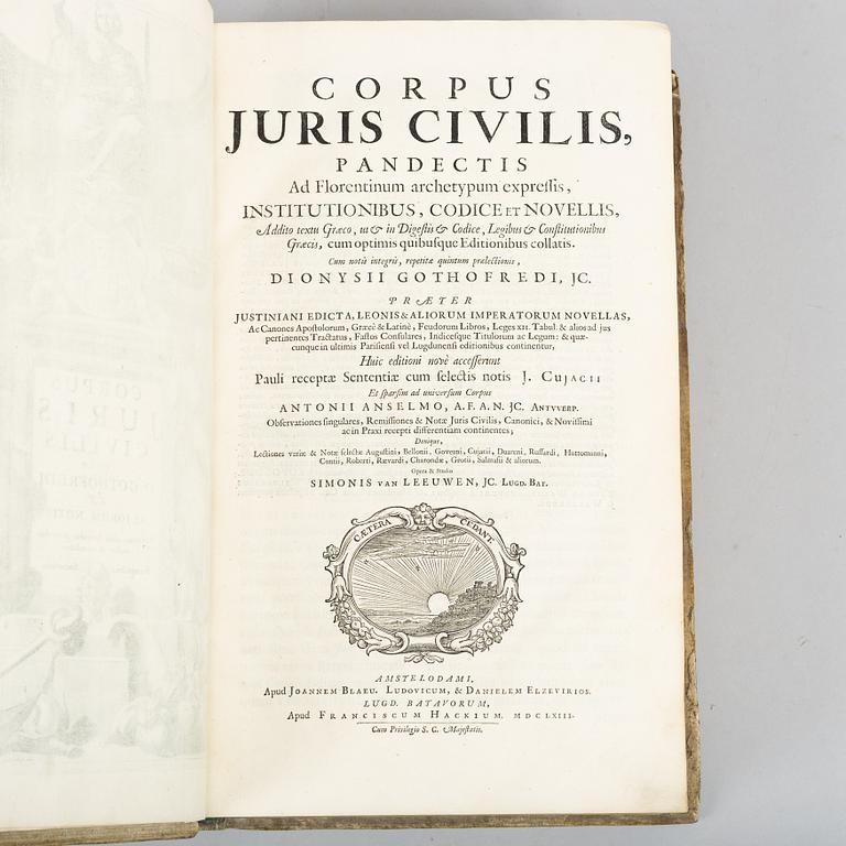 Corpus Juris Civilis, Elzevir, 1663.