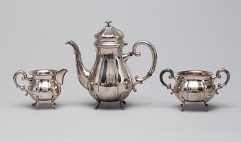 KAFFESERVIS, 3 delar, silver, svenska importstämplar.