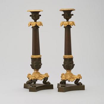 A pair of French Neo Gothic 19th century candlesticks.