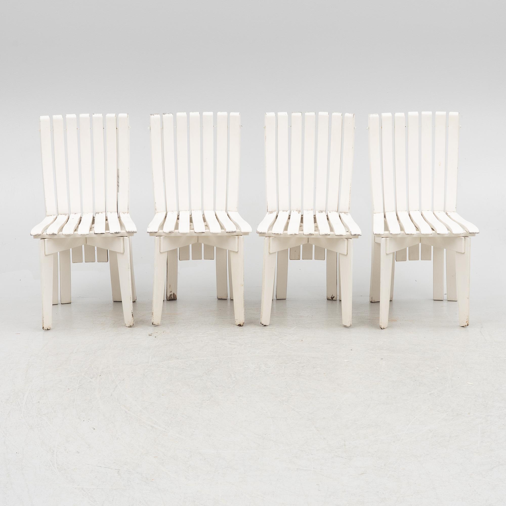 Alvar & Aino Aalto, an 'Aurino' garden furniture set with table and four chairs.