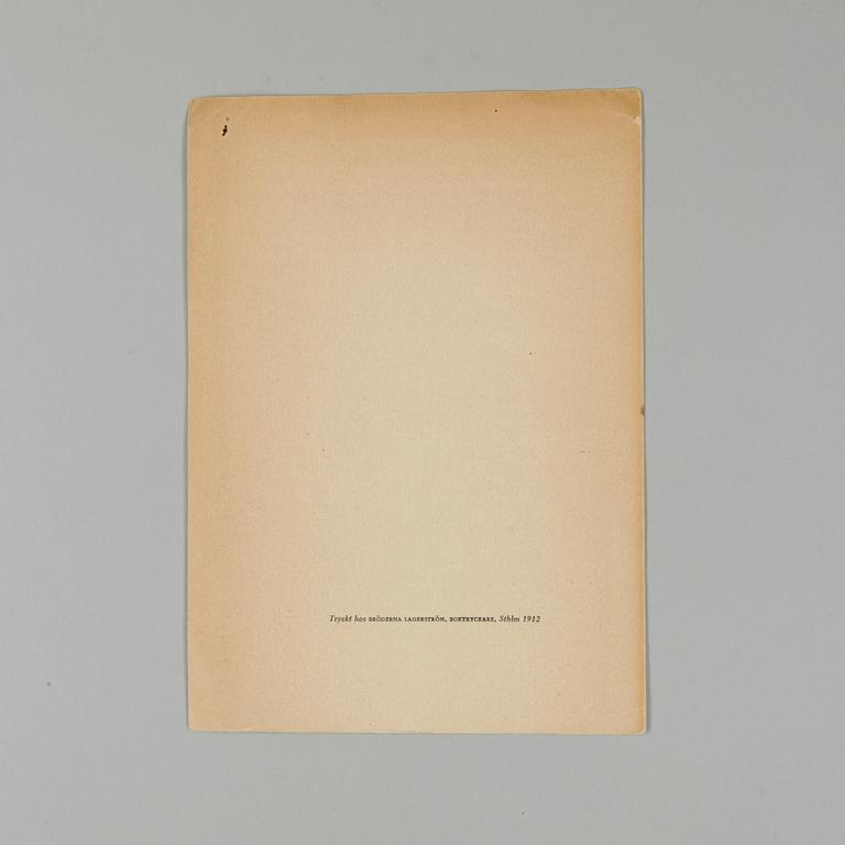 PROGRAM/MINNESBLAD, "Vid August Strindbergs begrafning", Stockholm 1912.