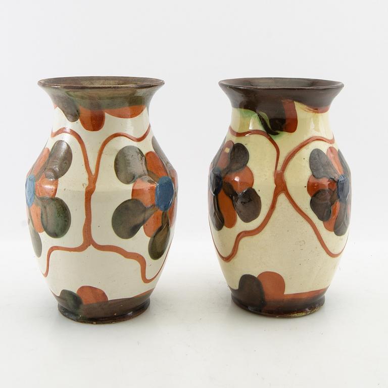 Andersson & Johansson vases 5 pcs Höganäs first half/mid 20th century glazed stoneware.