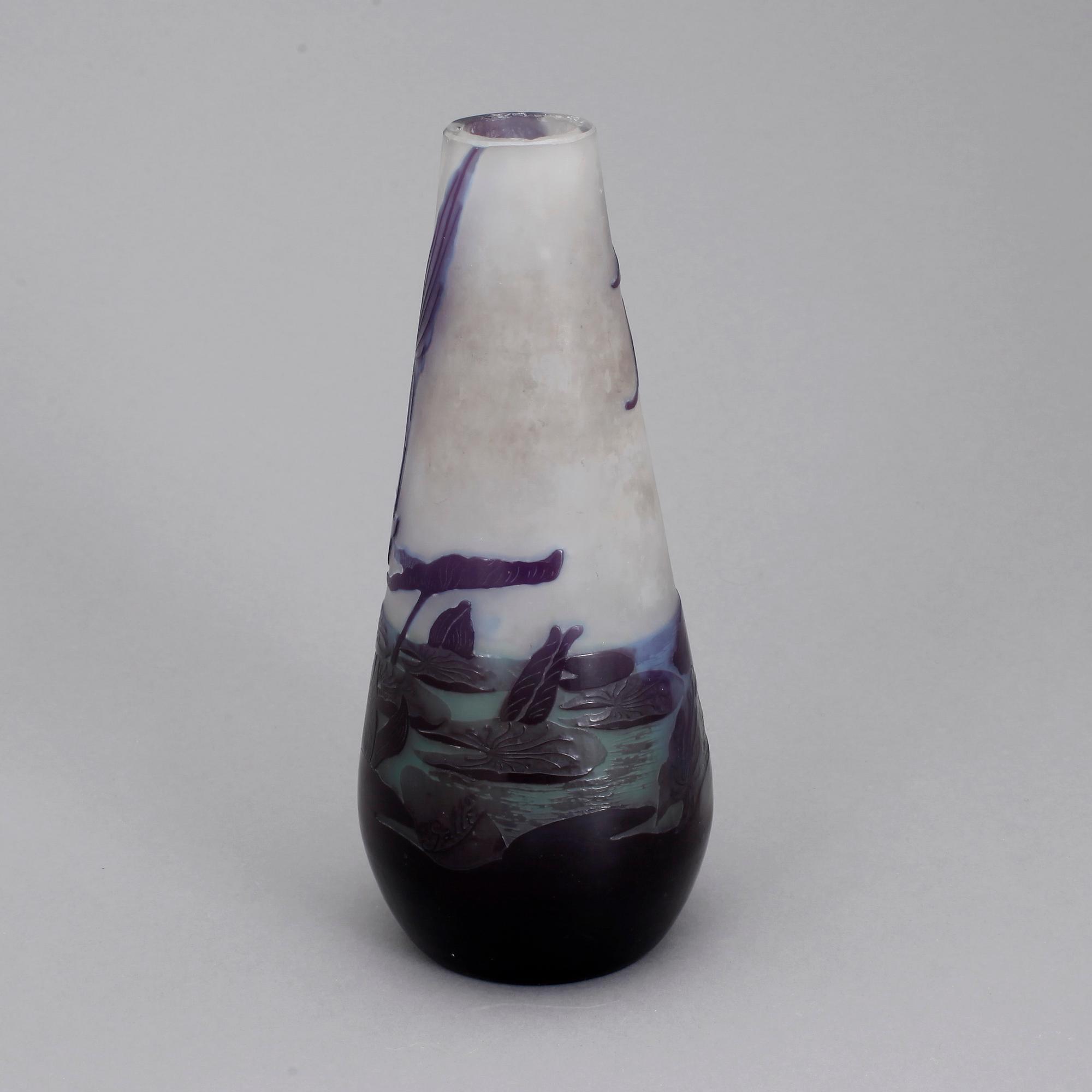 VAS, glas, Émile Gallé, Nancy Frankrike, jugend, tidigt 1900-tal.