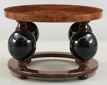 A stained birch and black lacquered sofa table, possibly by Erik 'Klot-Johan' Johansson, Reiners, Mjölby 1940's.