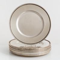 Atelier Borgila, a set of twelve sterling silver plates, Stockholm 1962.