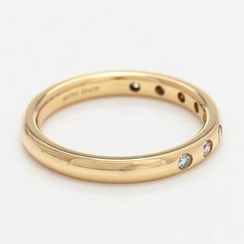Tiffany & Co, !8 K gold stacking band ring, brilliant-cut diamonds, Peretti.