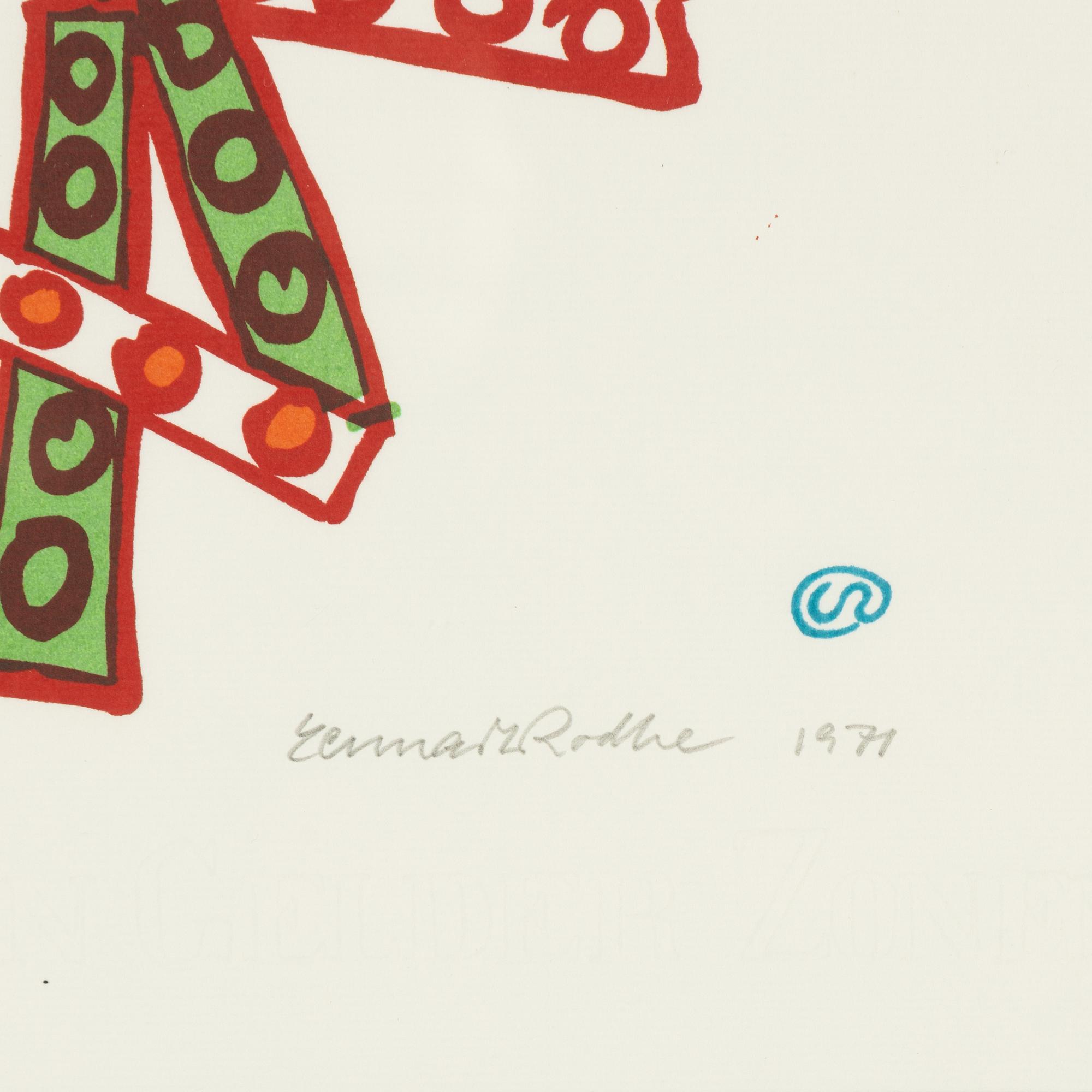 Lennart Rodhe, silkscreen in colours, 1971, signed 18/75.