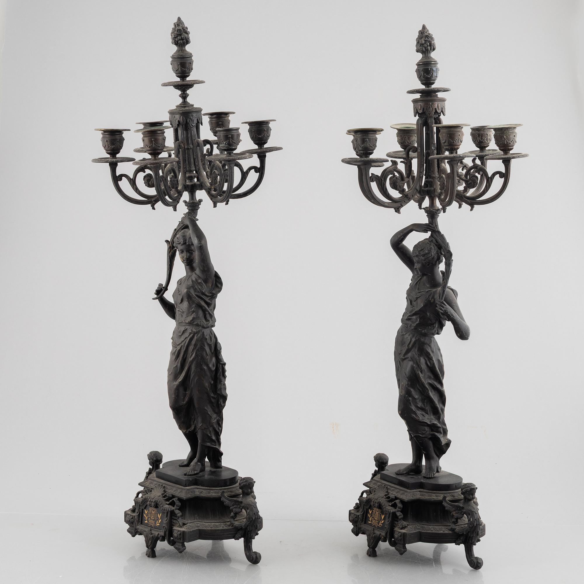 A pair of Empire style candelabras, second half of the 19th century.