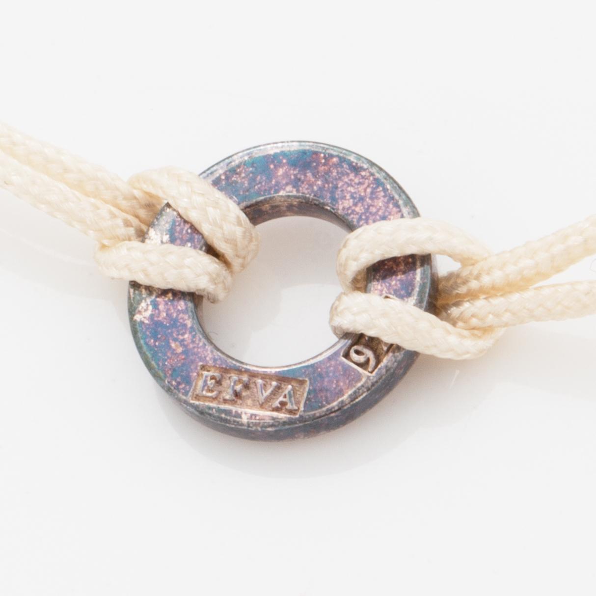 Efva Attling, ring, armband och hänge med kedja, 'love bead' silver med rökkvarts.