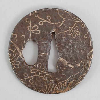 TSUBA, järn, Japan, 1500-/1600-tal.