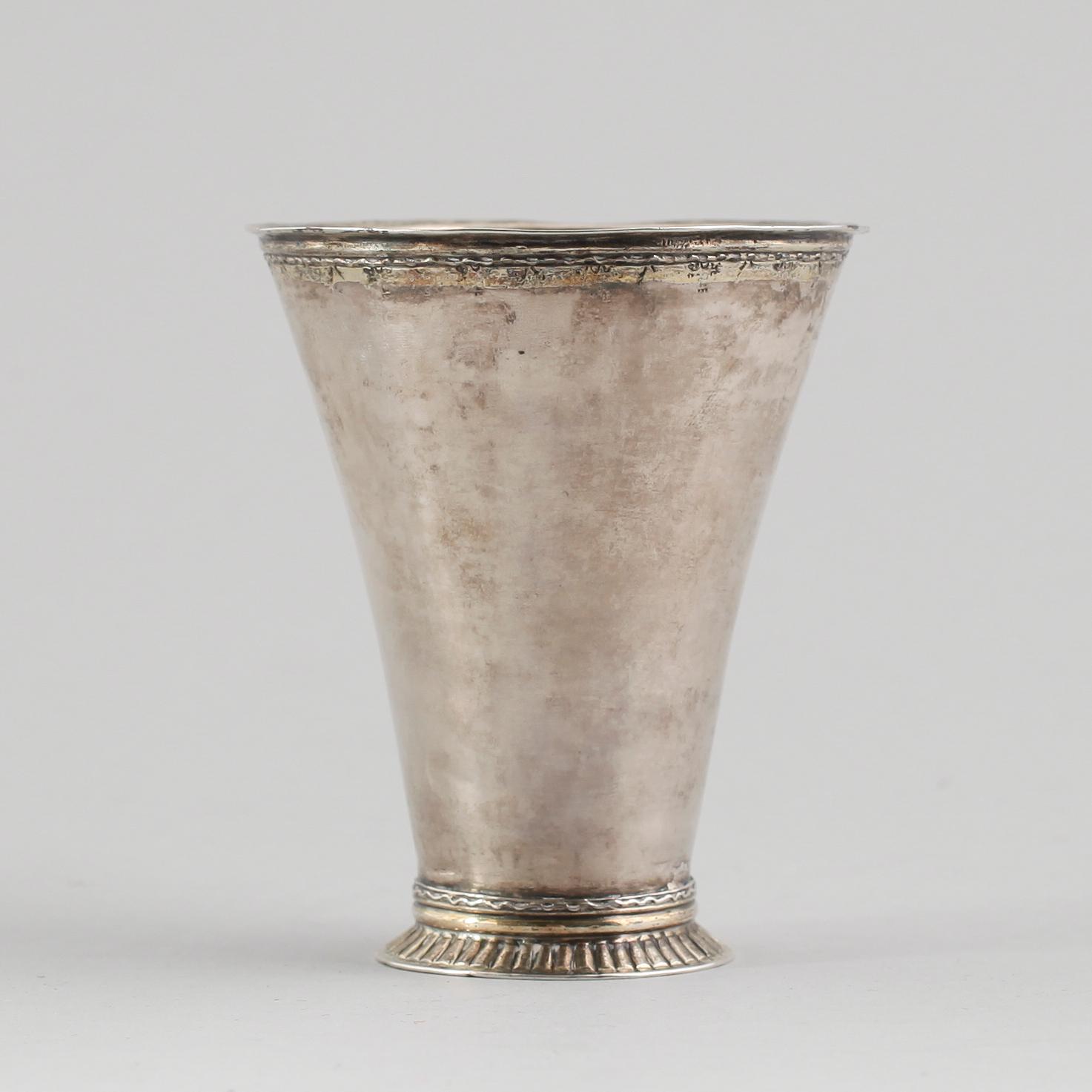 BÄGARE, silver, Aron Wangstelius, Torshälla 1760. Vikt ca 56 g.