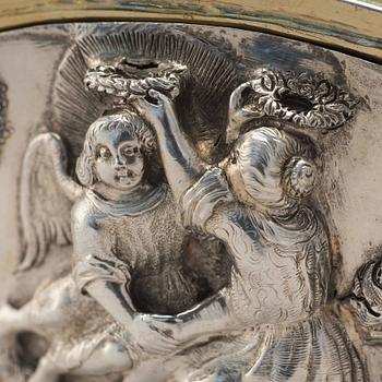 A baroque parcel-gilt silver box, unmarked possibly Swedish ca 1700.