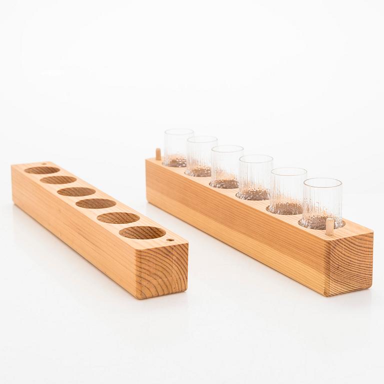 Tapio Wirkkala, snapsglas, 6 st, "Niva", Iittala. I originallåda.