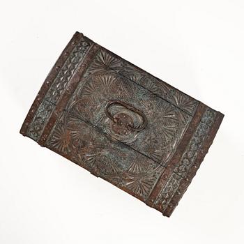 A Swedish carved baroque chest, 17th / early 18th century.