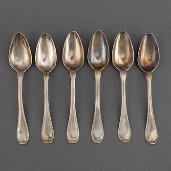 6 swedish silver dessert spoons, mark of Pehr Zethelius, Stockholm 1799.