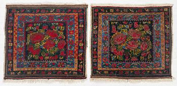 Two small carpets. Golfarang, approximately 60 x 70 cm each.