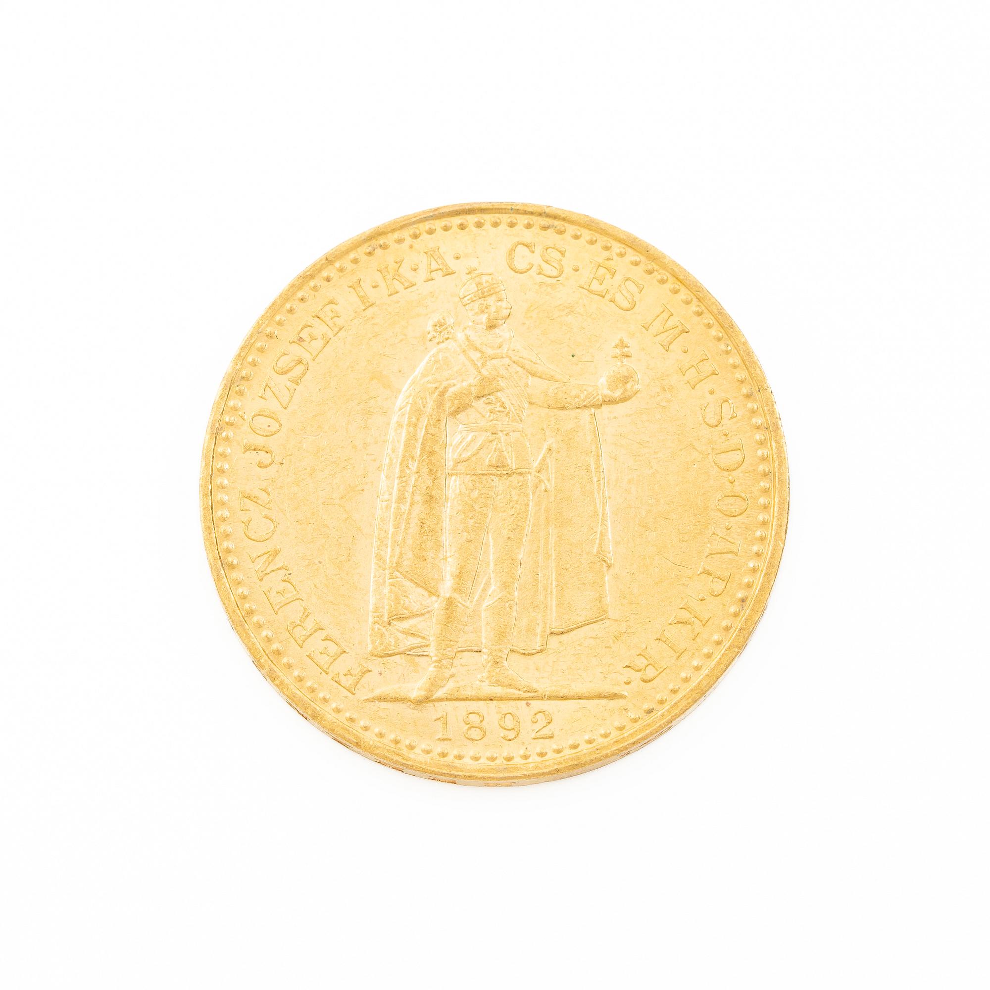 Gold coin, Hungary, 20 Korona, 1892.