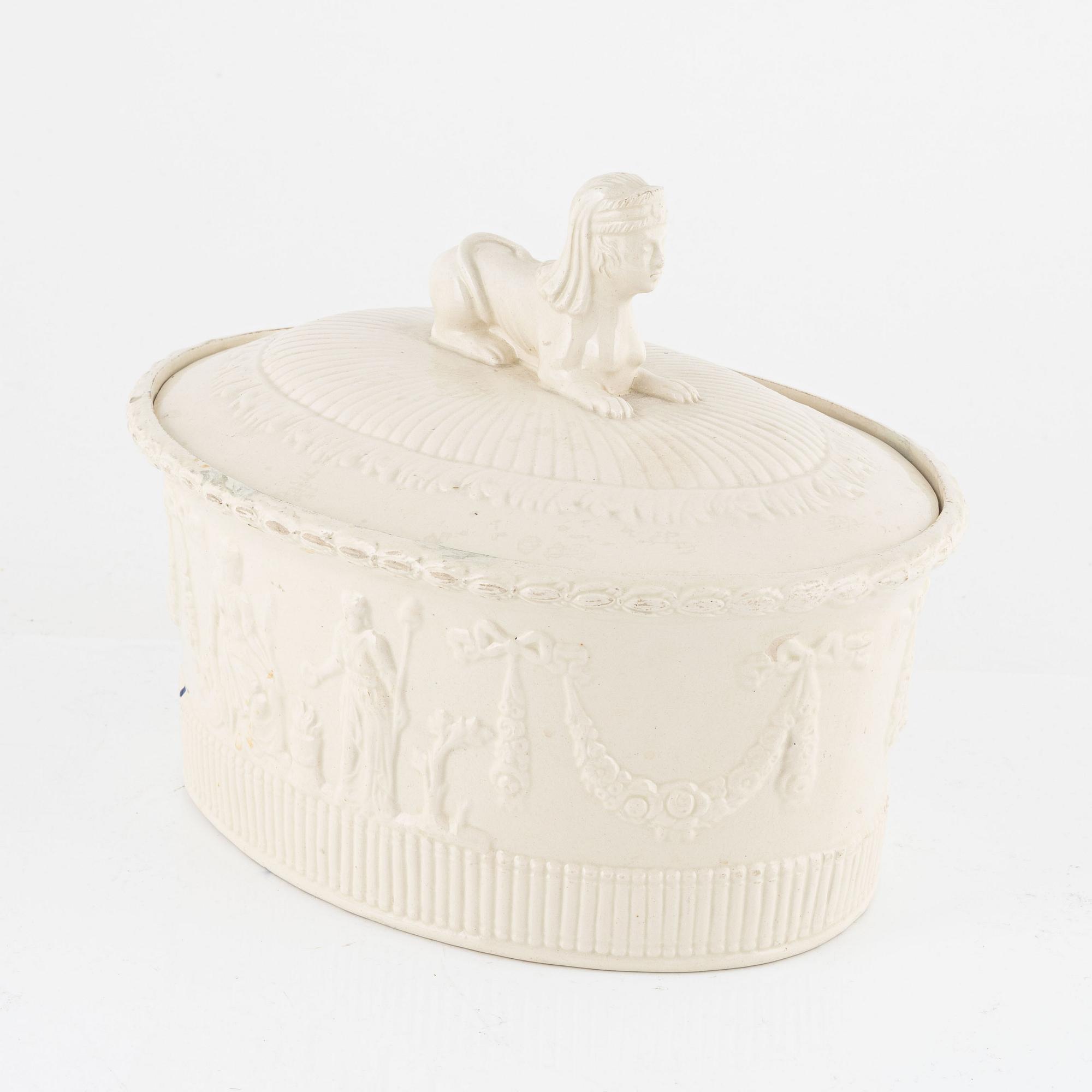 A creamware pâté tureen, Empire, presumably Rörstrand, Sweden.