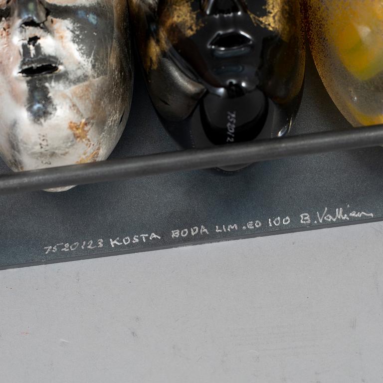 BERTIL VALLIEN, a glass and steel sculpture, Kosta Boda Limited Edition 100.