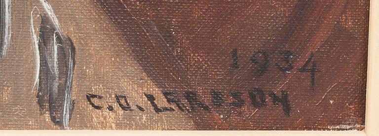 CARL OSCAR LARSSON, olja på pannå, signerad och daterad 1934.