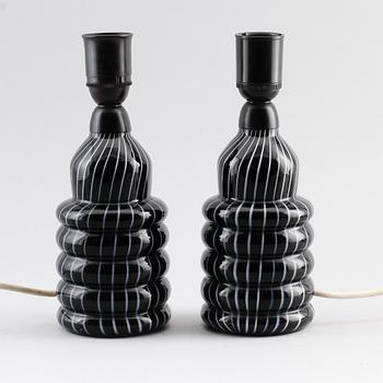 BORDSLAMPOR, 1 par, glas, 1900-talets mitt.