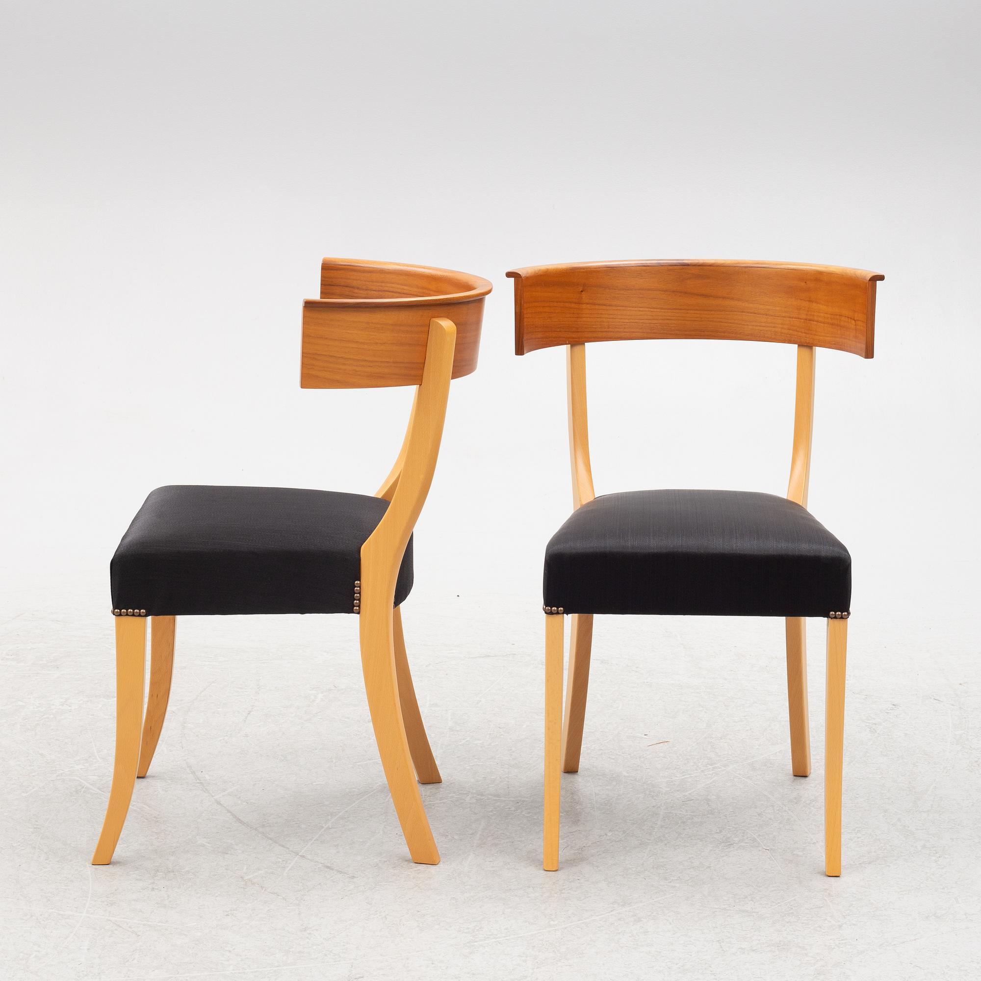 Josef Frank, a set of 4 Klismos chairs, model B 300, Firma Svenskt Tenn, Sweden, 2012.