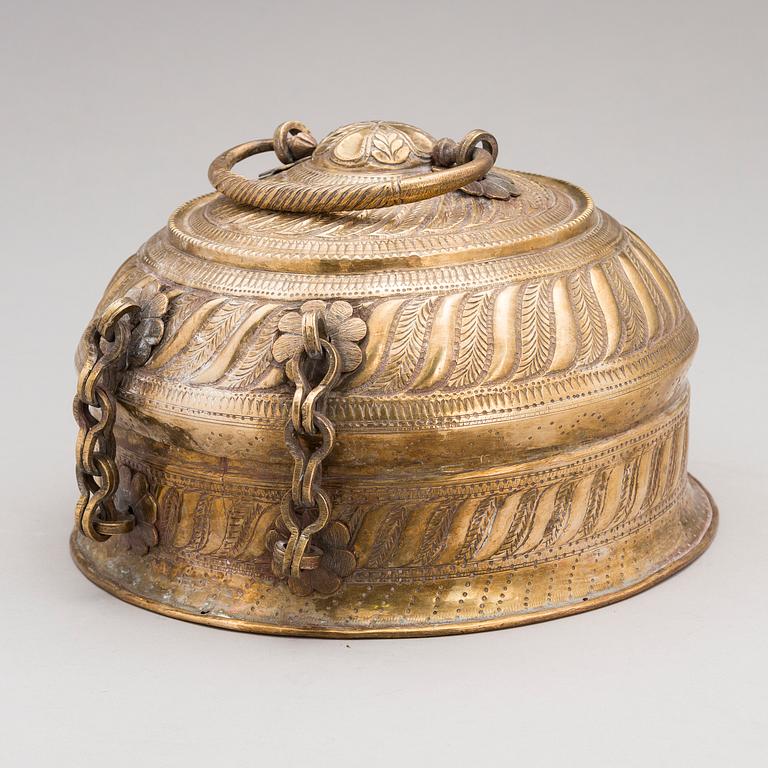A 19th-Century brass pandan box, Uttar pradesh, India.