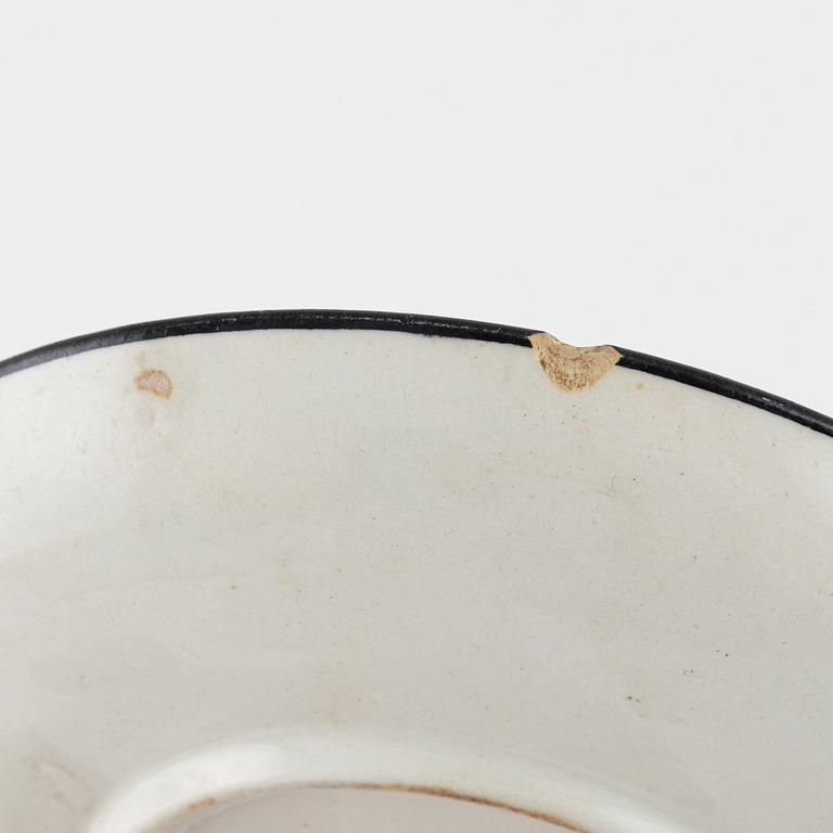 Eugen Trost, eleven coffee cups with three saucers, 'Zebra', Upsala-Ekeby Gefle.
