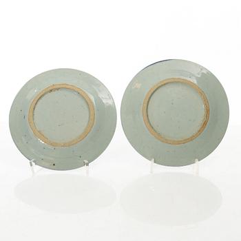 A set of thirteen Chinese blue and white porcelain dishes, Qing dynasty, 19th century.