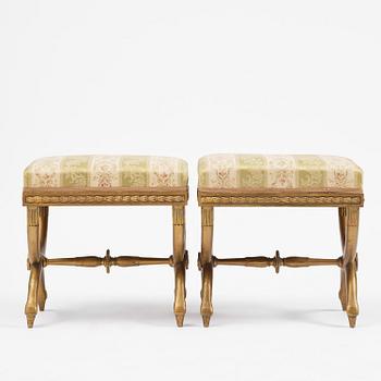 A pair of late Gustavian stools attributed to E. Ståhl (master in Stockholm 1794-1820).