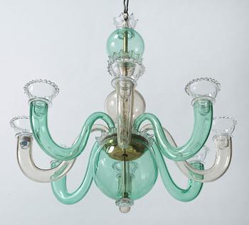 A Gio Ponto glass chandelier, Venini, Murano, Italy 1945-50.
