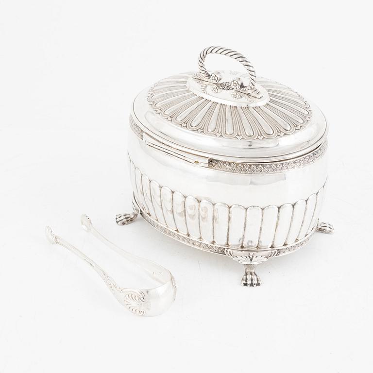 A Swedish Silver Empire Sugar Box, mark of Gustaf Folcker, Stockholm 1832.