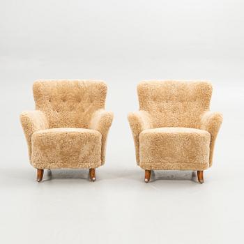 Armchairs, a pair, Asko, Finland, 1940s.