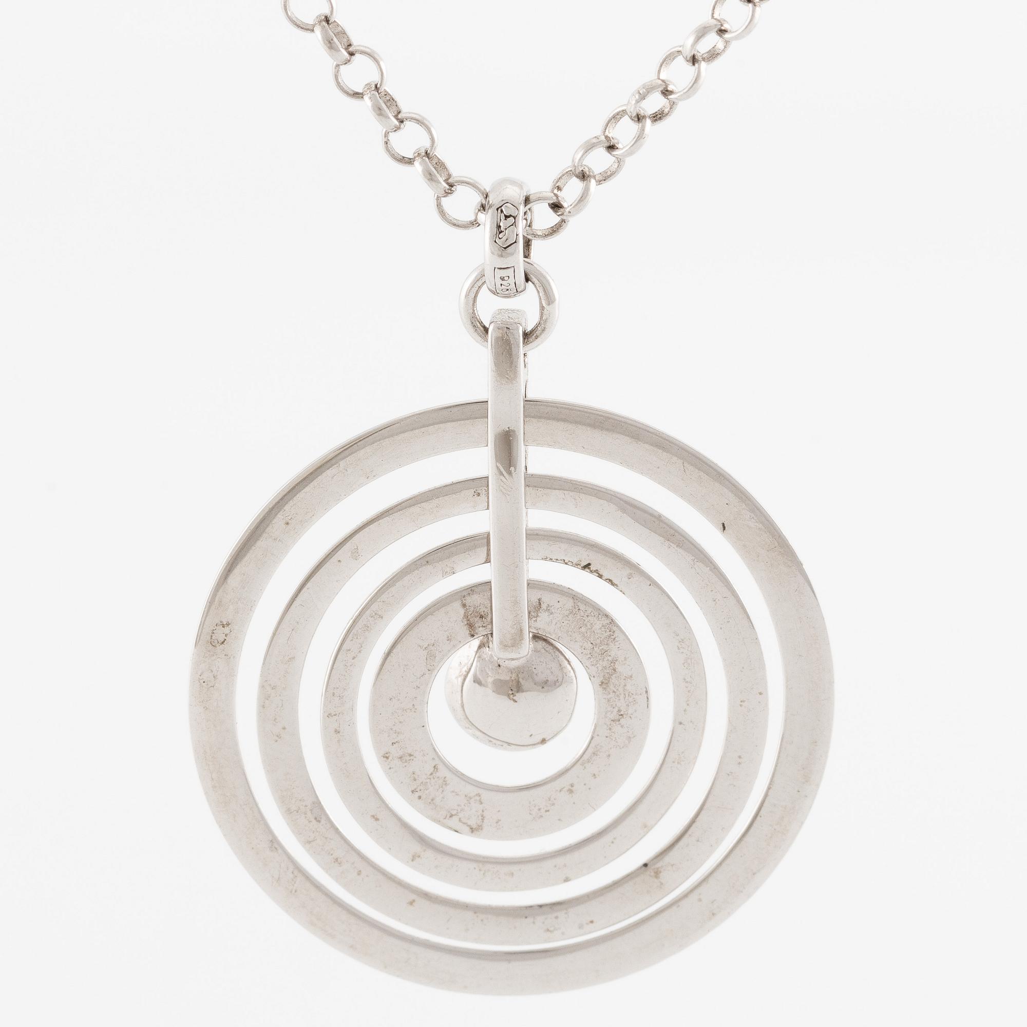 Tapio Wirkkala, pendant with chain "Silvermoon", sterling silver, for Kultakeskus.