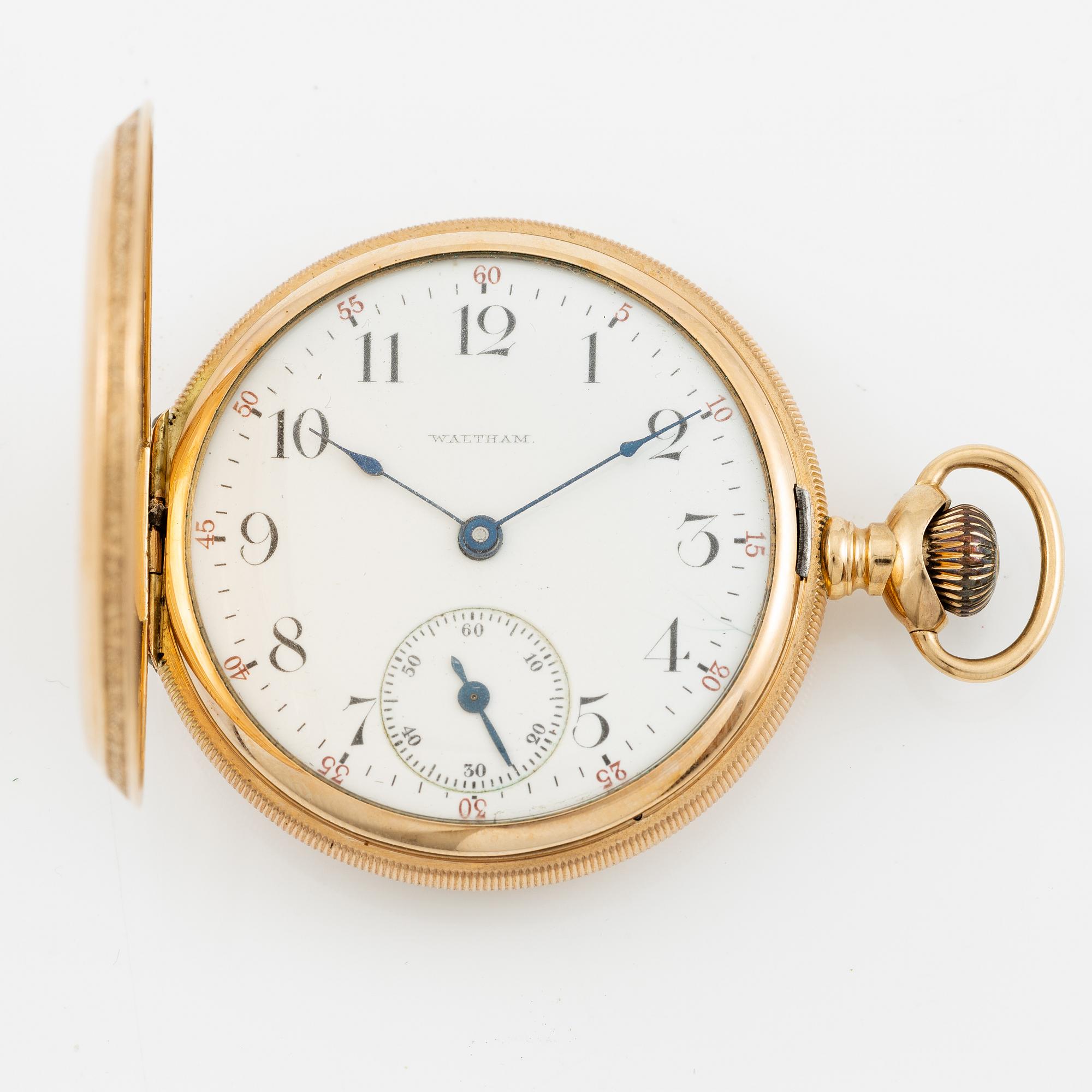 American Waltham Watch Co, pocket watch, 14K gold, 49 mm.