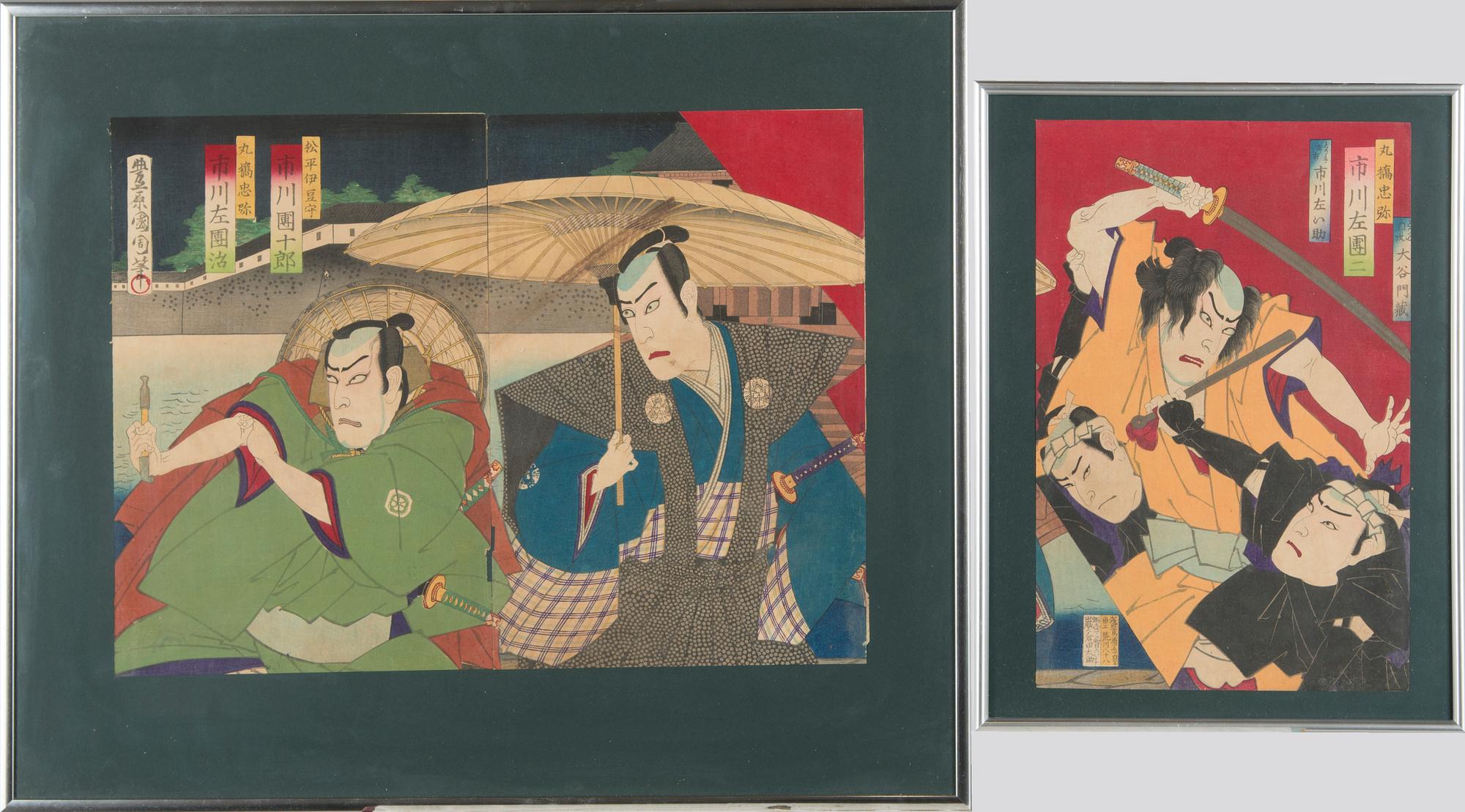 Toyohara Kunichika, Triptyk, träsnitt, Japan.