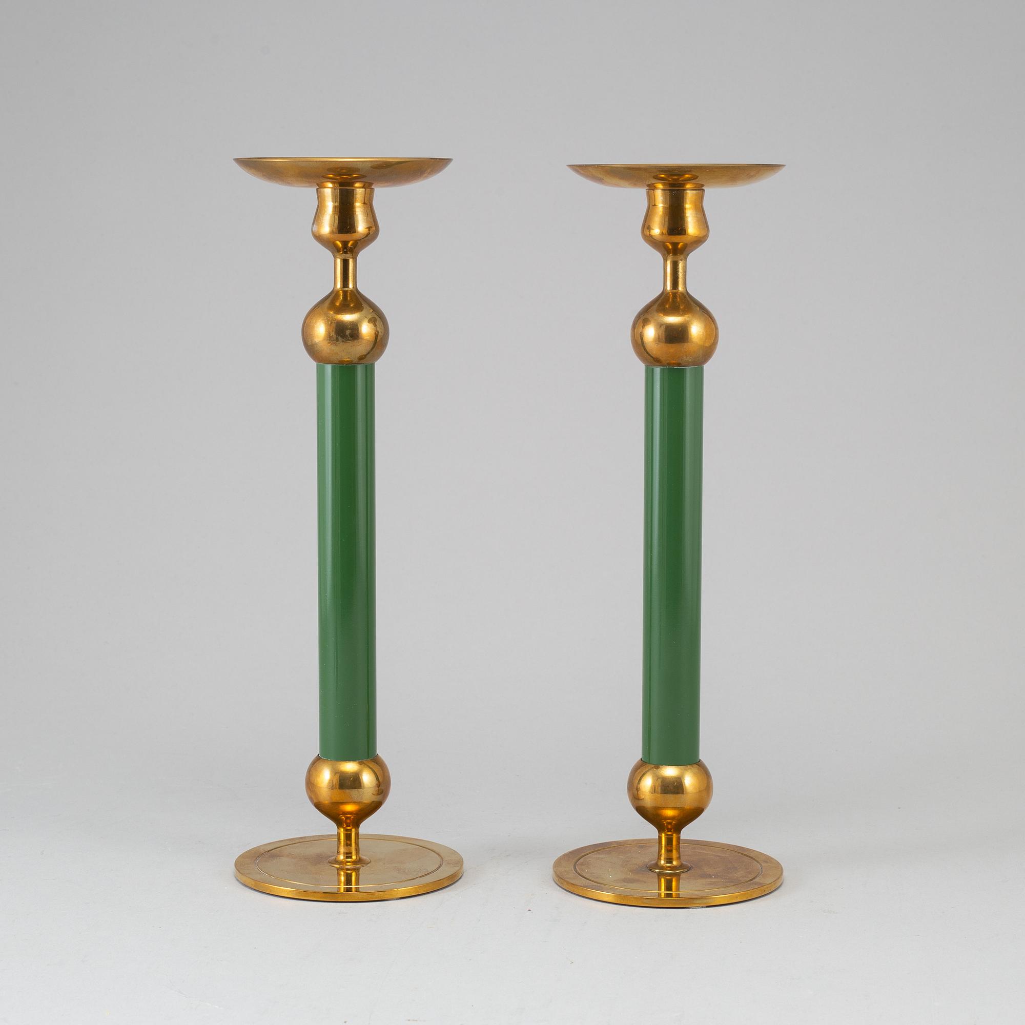 FIRMA SVENSKT TENN, a pair of Swedish 20th century  brass candlesticks marked Svenskt Tenn.