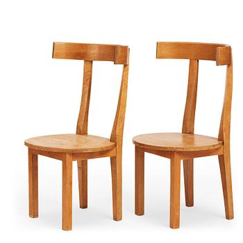 Carl Hörvik, attributed to, a pair of chairs, Hyresgästernas Möbelaffär,(HSB) 1930's.