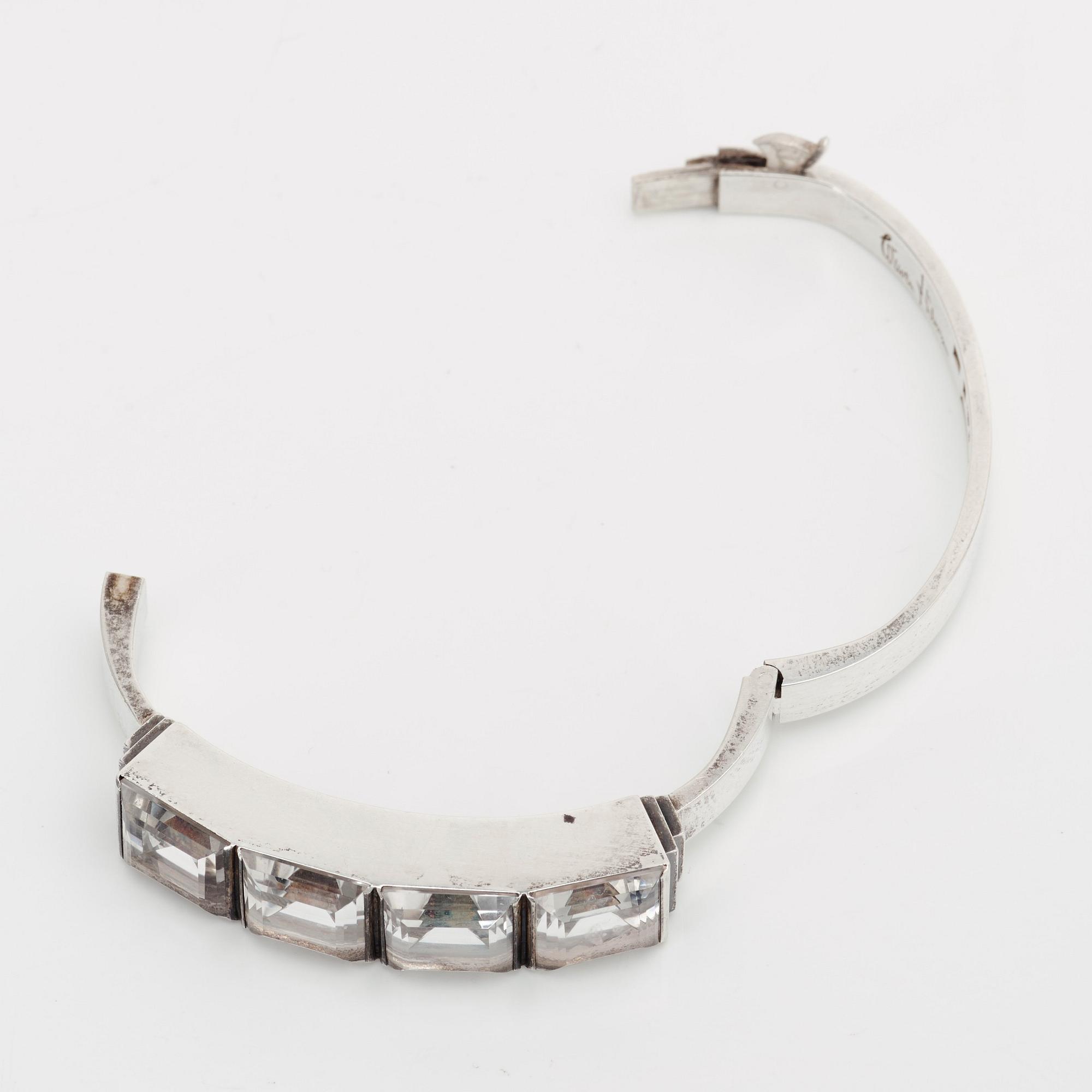 Wiwen Nilsson, armband, Lund 1939, sterling med bergkristall.