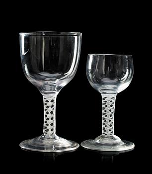 1384. A set of eleven (7+4) English wine glasses, 18th/19th Century.