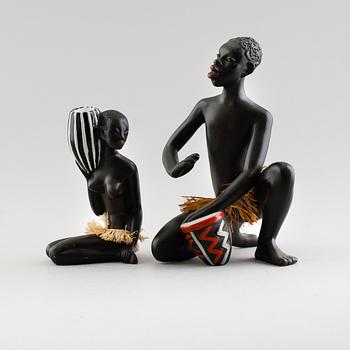 FIGURER, 2 st, terracotta, Gmunder Keramik Fink, Austria, 1900-talets mitt.