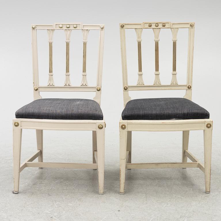 Stolar, 6 st, gustaviansk stil, omkring år 1900.