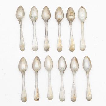 Twelve Swedish silver teaspoons, 19th–20th century.