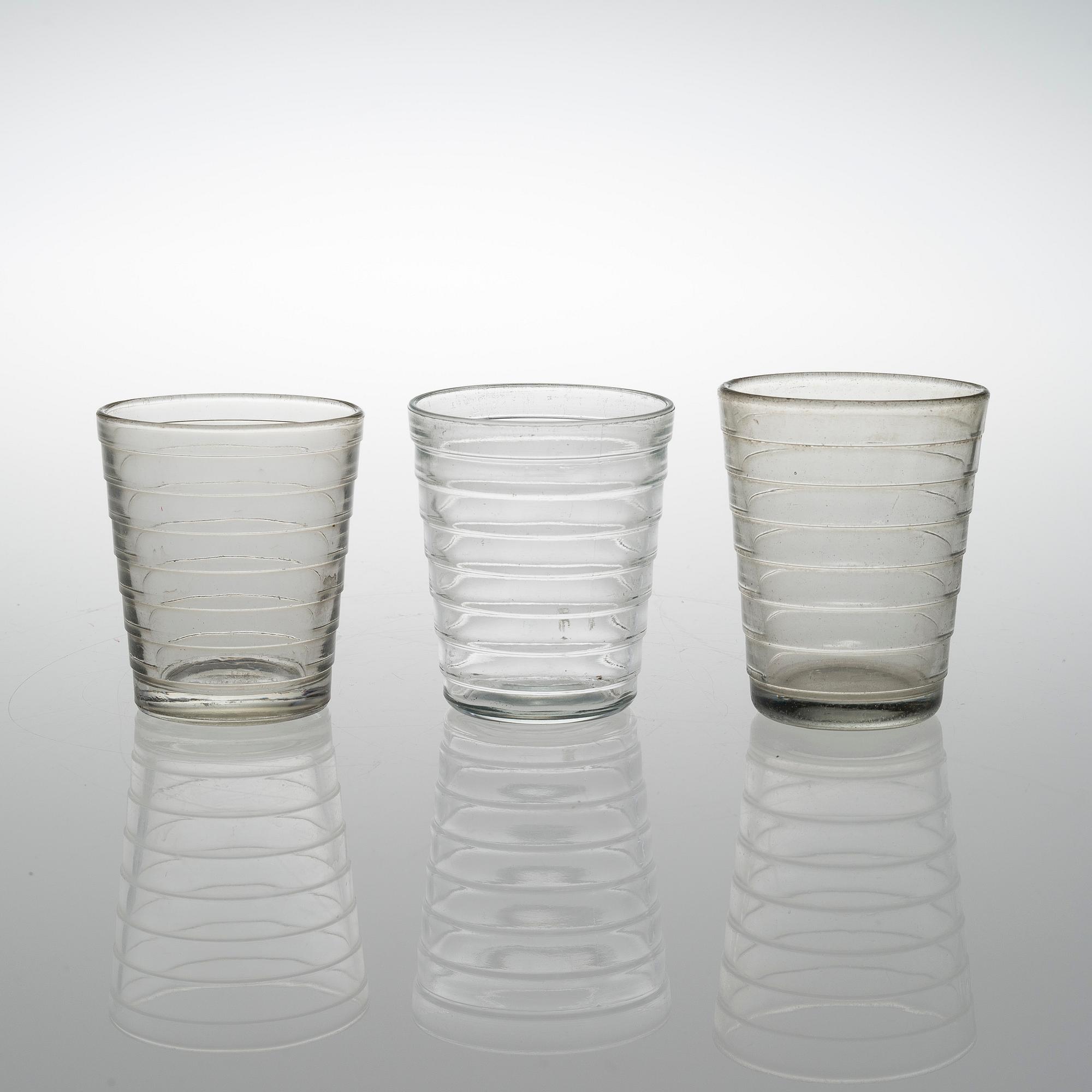 AINO AALTO, juomalaseja, 16 kpl, mm Karhula-Iittala, 1900-luku.