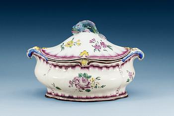 1406. A Swedish faience tureen and cover, Marieberg, period of Ehrenreich, dated 5/6 1766 and 7/7.