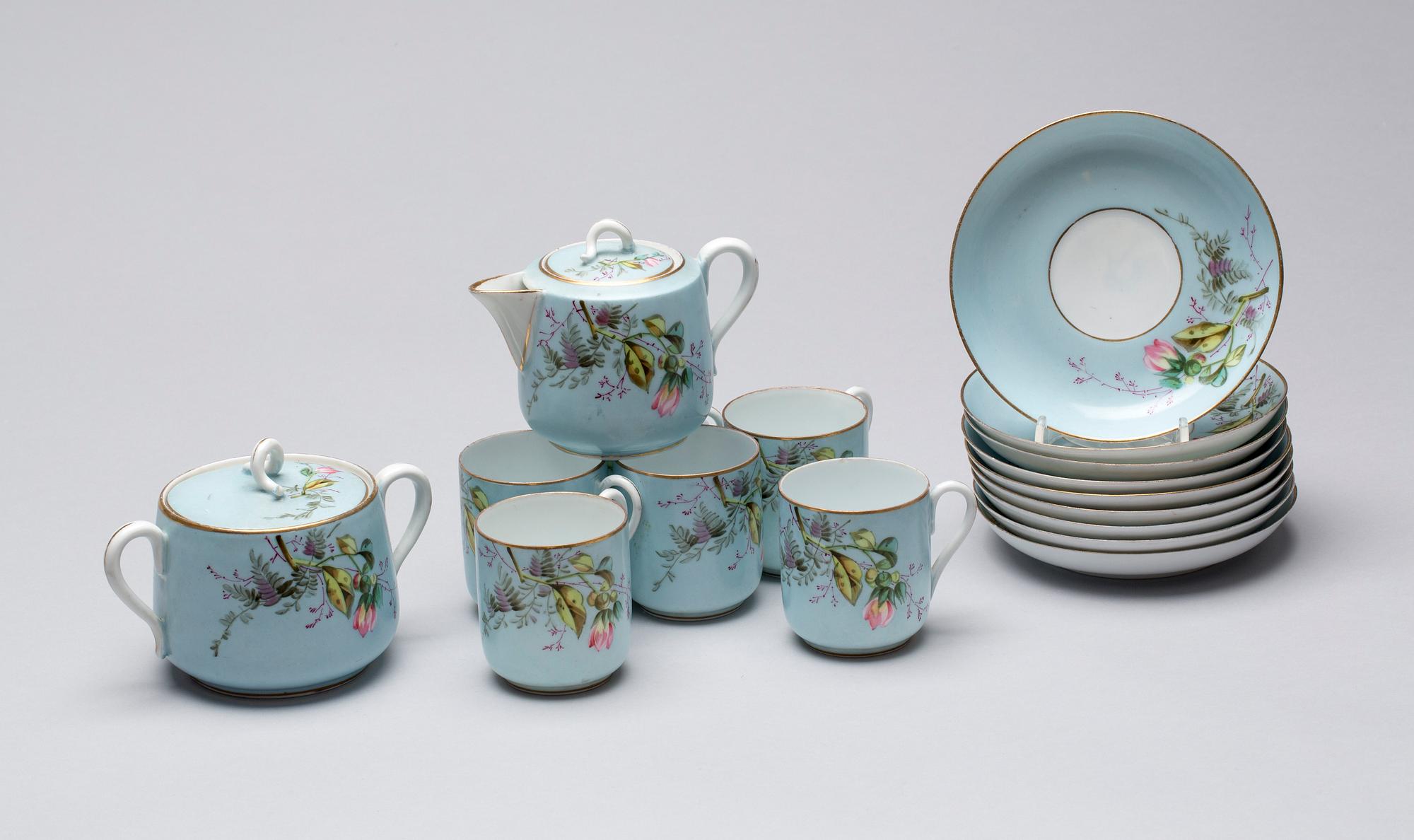 KAFFESERVIS, 7 delar, porslin, Kusnetzov, Ryssland.