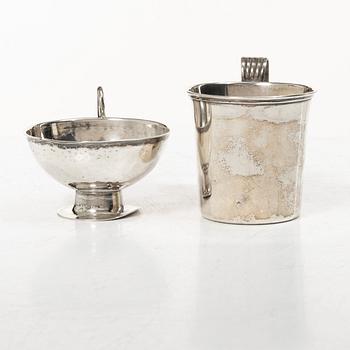 Nine similar silver punsch cups + one of other model, different makers, Sweden, 1945-55.